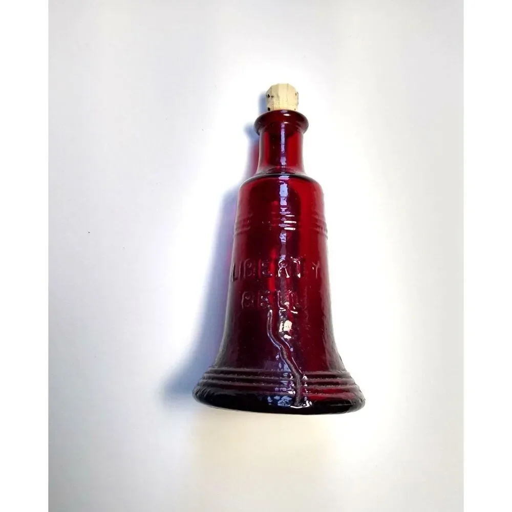 Wheaton Ruby Red Carnival Glass Bottle Liberty Bell PA Medicine 1970's Mini 3